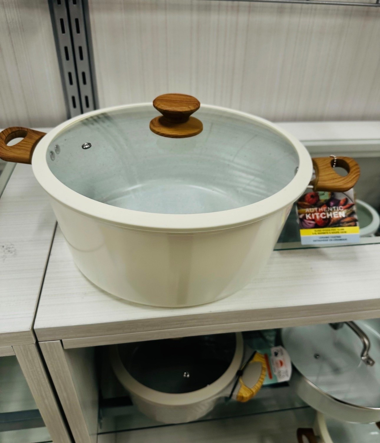 Elevated kitchen essentials on a budget. 👩‍🍳 This cream ceramic stock pot with the wood-effect handles is the perfect blend of functional and aesthetic. It looks so high-end sitting on the stove! Neutral lovers, this one is for you. #KitchenFinds #HomeDecor #NeutralAesthetic

#LTKSaleAlert #LTKHome