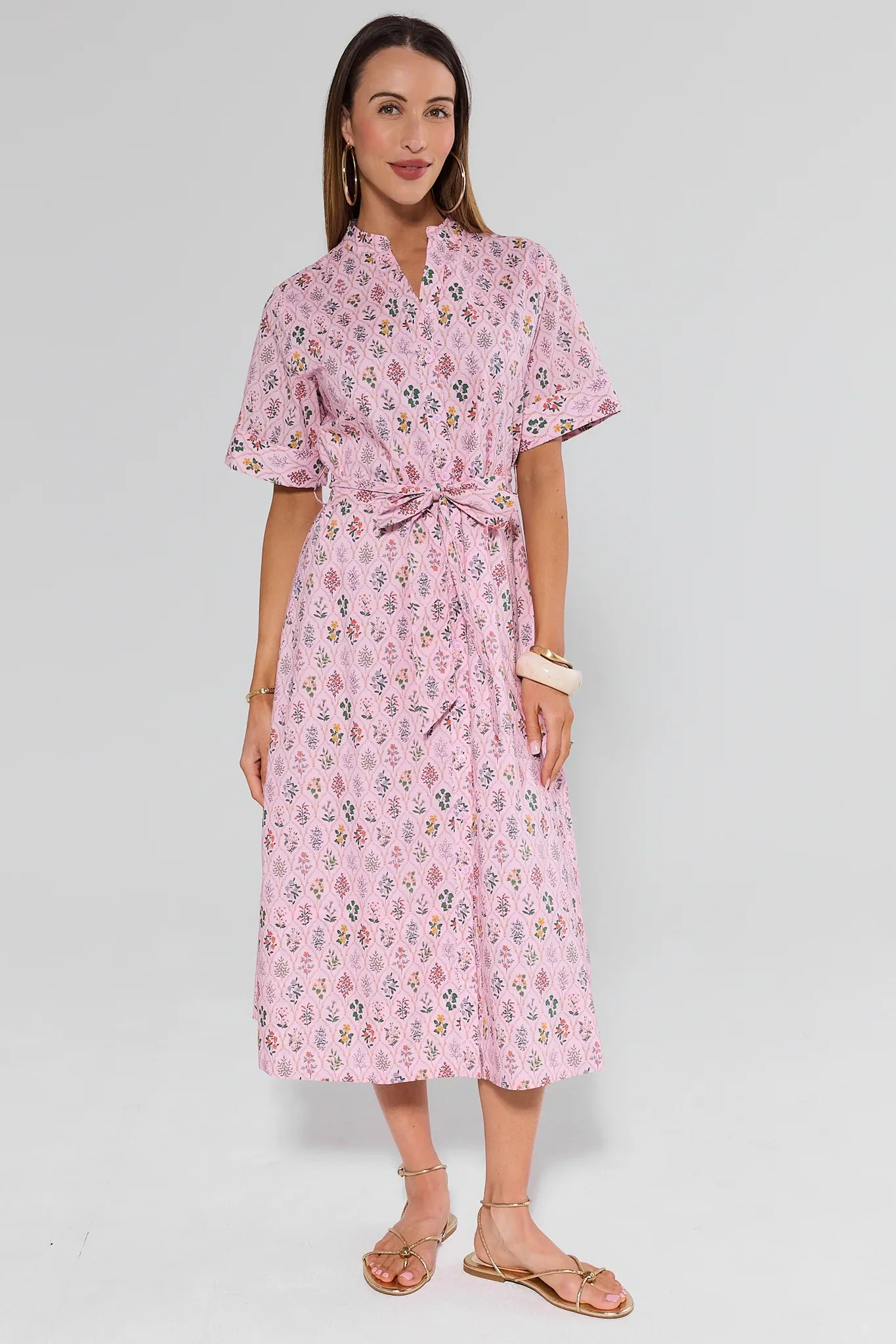Tina Pink Floral Midi Dress | Avara