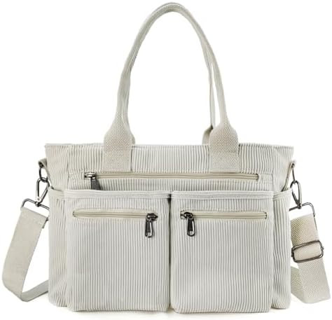 Womens Casual Corduroy Tote Bags with Multiple Pockets Hobo Crossbody Bag Travel Shoulder Bags Cu... | Amazon (US)