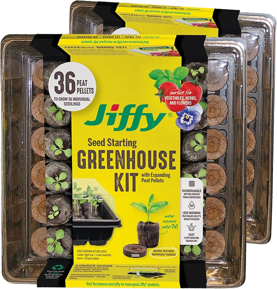 Jiffy Seed Starting Tray Kit, 36 Cell 36mm Peat Pellets with Bonus - 2 Pack, 72 Pellets Total | Amazon (US)