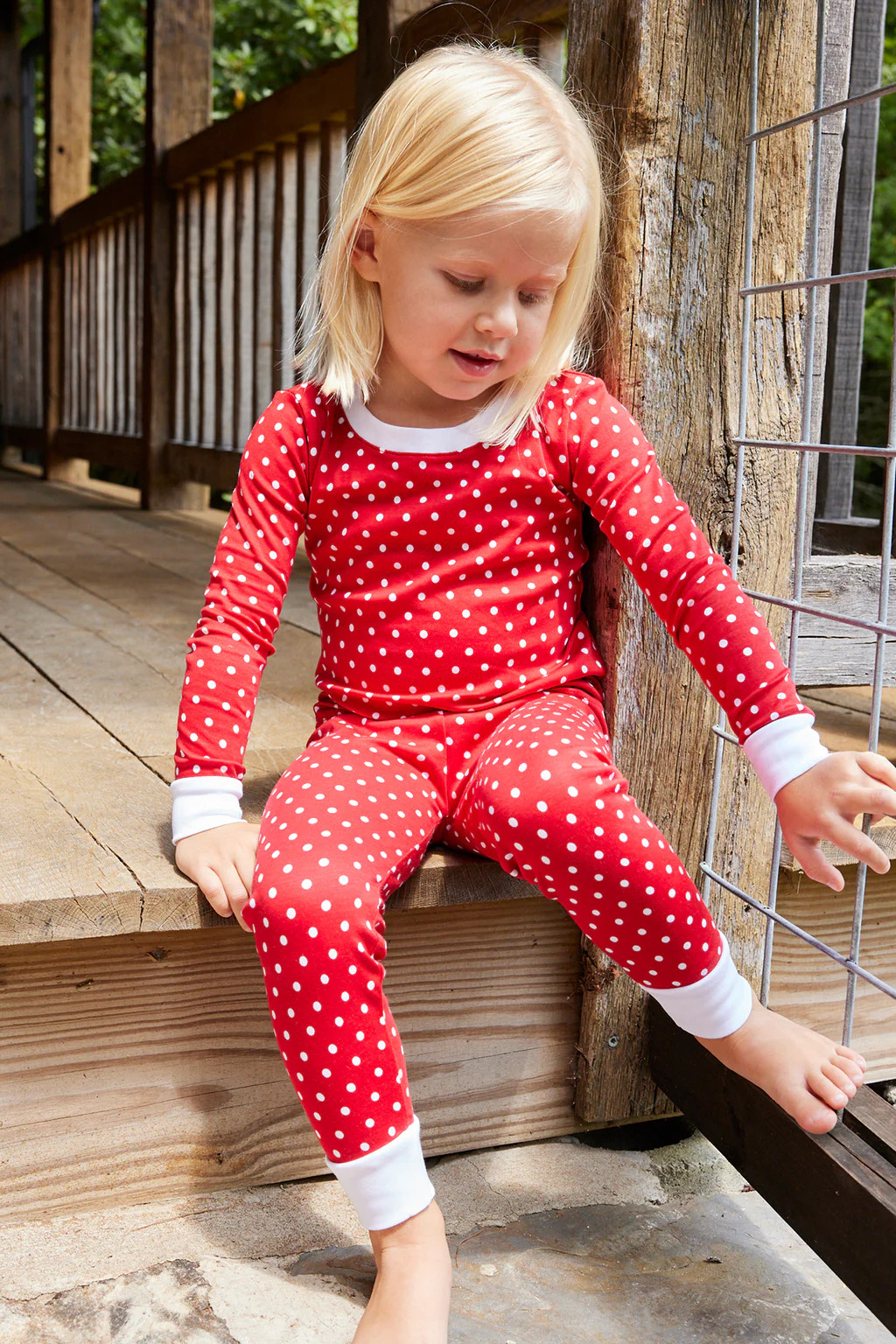 Kids Long-Long Set in Scarlet Dot | Lake Pajamas