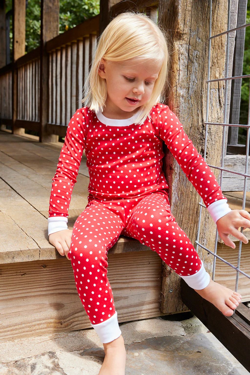 Kids Long-Long Set in Scarlet Dot | Lake Pajamas