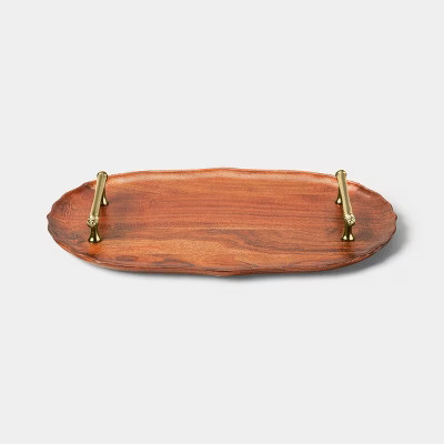 Wood Serve Tray with Gold Handle - Threshold™ | Target