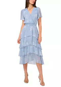 Women's Floral Printed Tiered Ruffle Midi Dress | Belk