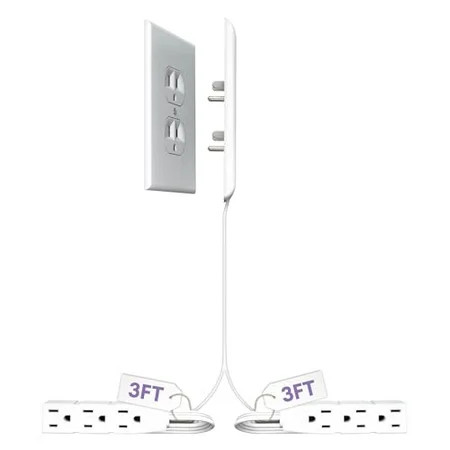 Sleek Socket Wall Outlet Concealer with Dual 3 ft Extension Cord with Multiple Outlets | Walmart (US)