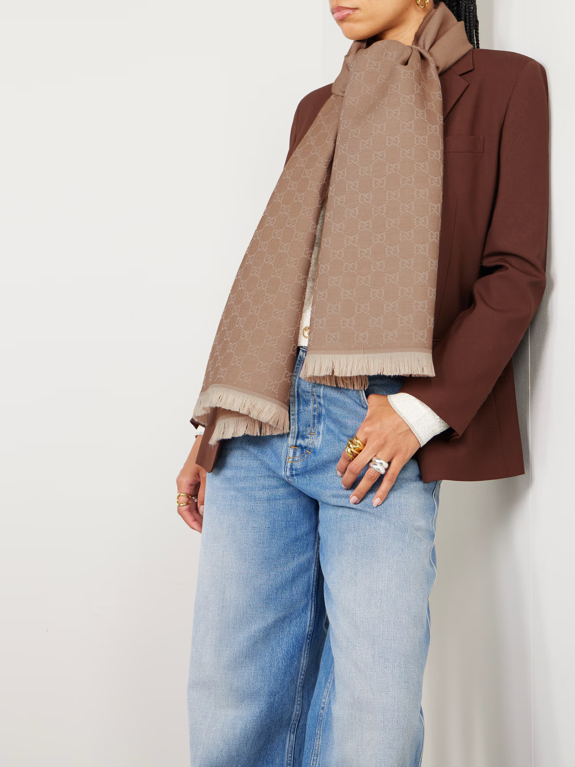 Frayed wool-jacquard scarf | NET-A-PORTER APAC