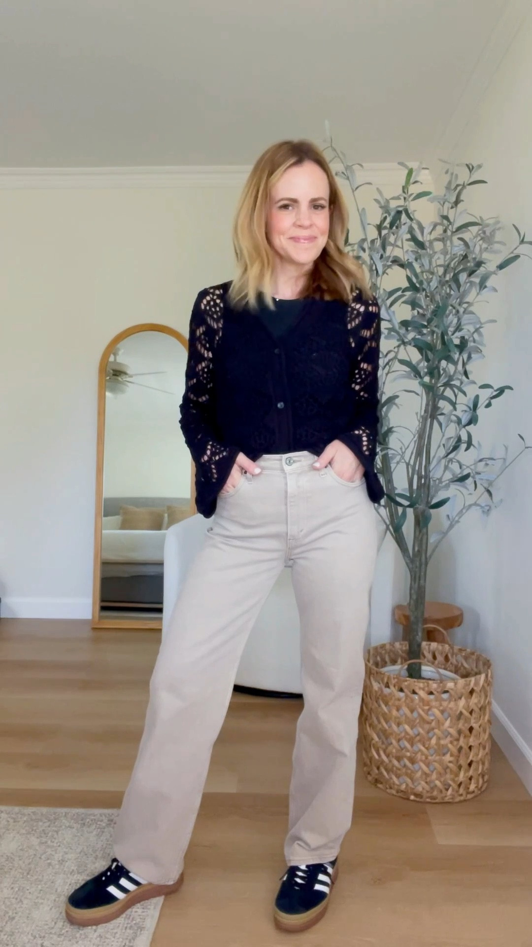 Get ready with me! I get the hype about these jeans now! They are good!! 🤩

I am wearing my true size. For reference, I am 5’3.5 and the 25R fits great! 

Cardigan is also TTS, I’m wearing an XS. 

I went down 1/2 size in the sneakers. 

Abercrombie 
90’s High Rise 
High waisted denim 
Ootd 
Mom style 
Casual outfits 
Outfit Inspo 
Adidas 
H&M 