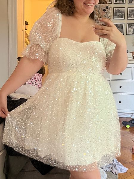 sparkly bride dress! wearing to Disney World 🤍 size L, TTS 

#LTKwedding #LTKmidsize #LTKtravel