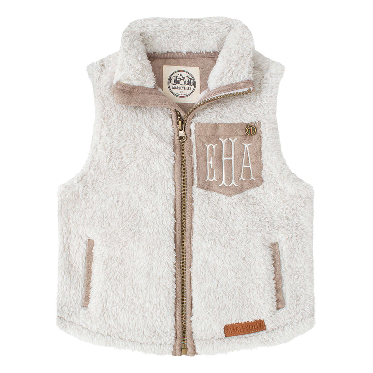 Monogrammed Kids Sherpa Vest | Marleylilly