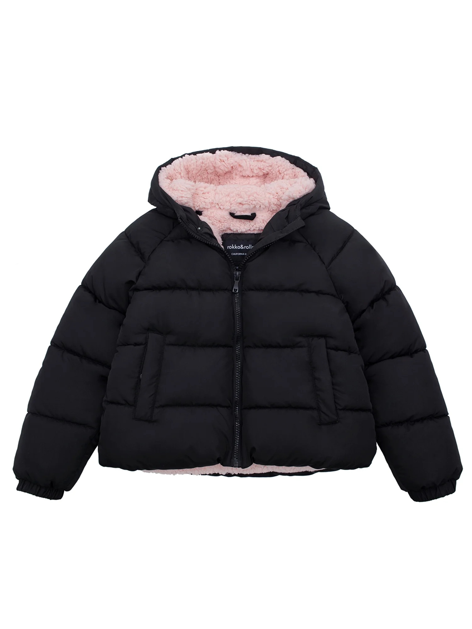 Rokka&Rolla Girls' Heavy Puffer Jacket Sherpa Lined Winter Coat, Sizes 4-16 | Walmart (US)