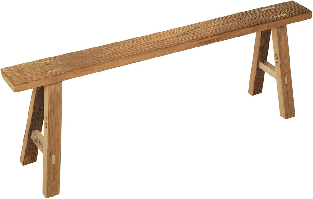 55 Vintage Bench Weathered Natural Wood Bench Rustic Farmhouse Skinny Wooden Bench Narrow Retro A... | Amazon (US)