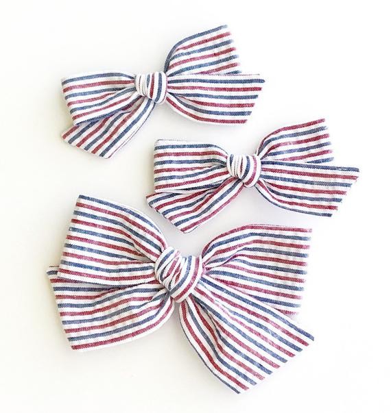 4th of July Striped Bow - Red White and Blue Baby Bows - Patriotic Bows - July 4th Baby Bows -Ind... | Etsy (US)
