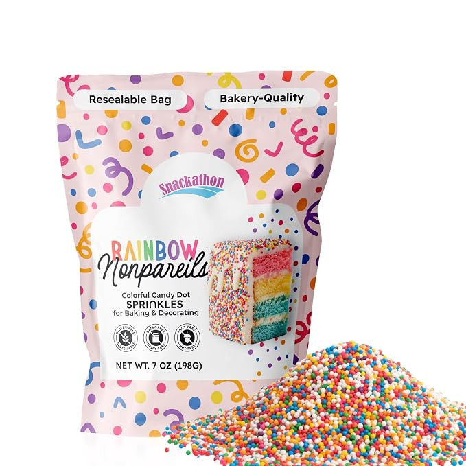 Snackathon Sprinkles for Baking & Decorating, Rainbow Nonpareils, 7 OZ Resealable Bag – Colorfu... | Amazon (US)