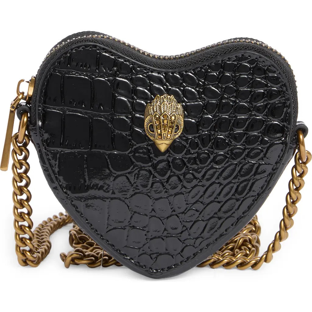 Kurt Geiger London Micro Heart Leather Crossbody Bag in Black at Nordstrom | Nordstrom