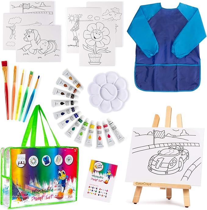 Paint Set for Kids - 27 Piece Art Kit for Girls & Boys Ages 4-10 - Non-Toxic, Washable Painting S... | Amazon (US)