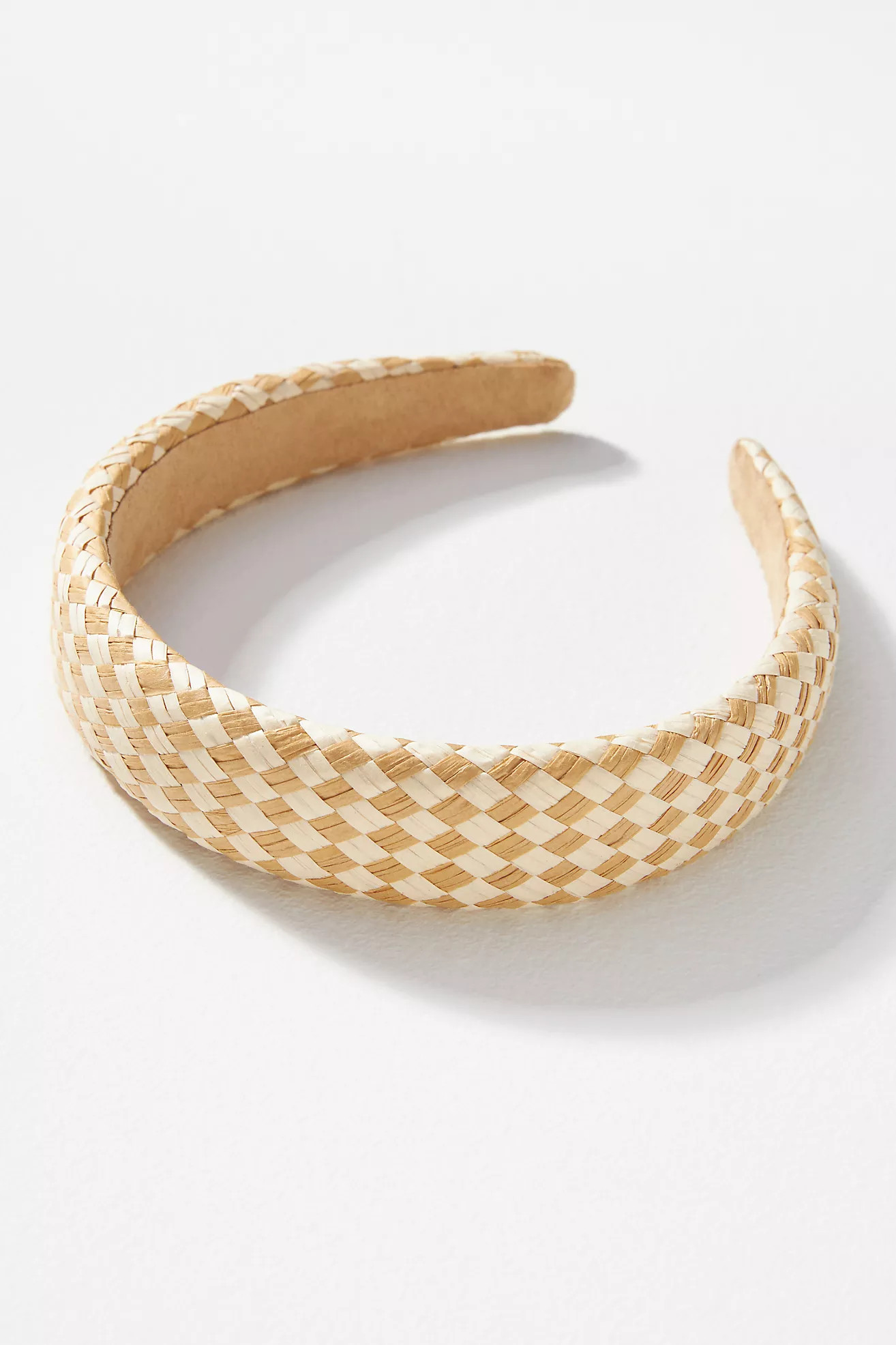 Raffia Houndstooth Puffy Headband | Anthropologie (US)