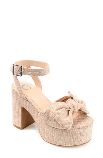 Journee Collection Zenni Bow Platform Sandal in Beige at Nordstrom Rack, Size 10 | Nordstrom Rack