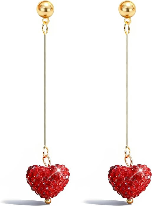 Valentines Earrings for Women Galentines Gifts Red Pink Heart Rhinestone Dangle Valentines Day Ou... | Amazon (US)