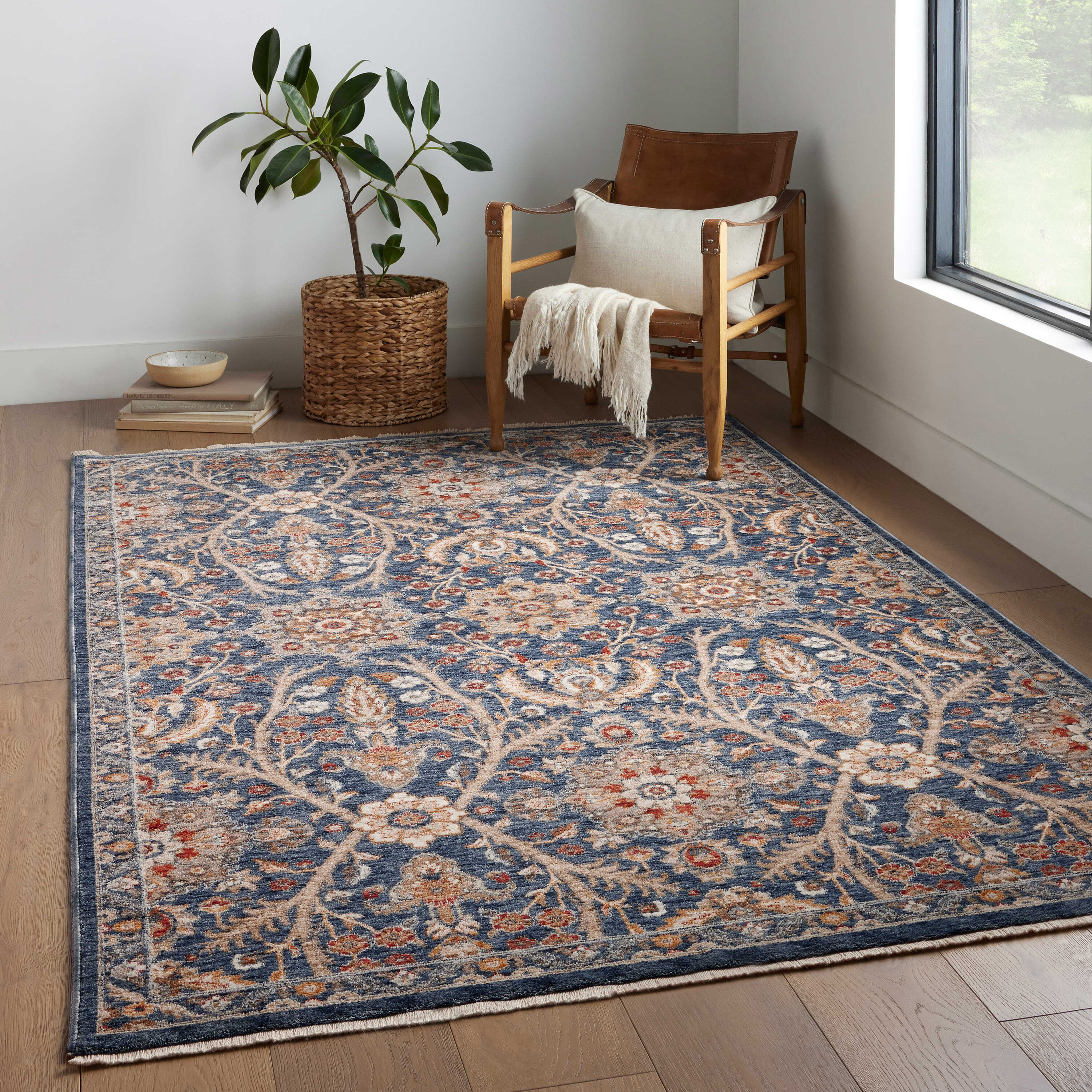 allen + roth Heritage Blue 5 x 8 (ft) Loomed Polyester Blue/Multi Rectangular Indoor Medallion Area rug | LRV15BBBML5080 | Lowe's