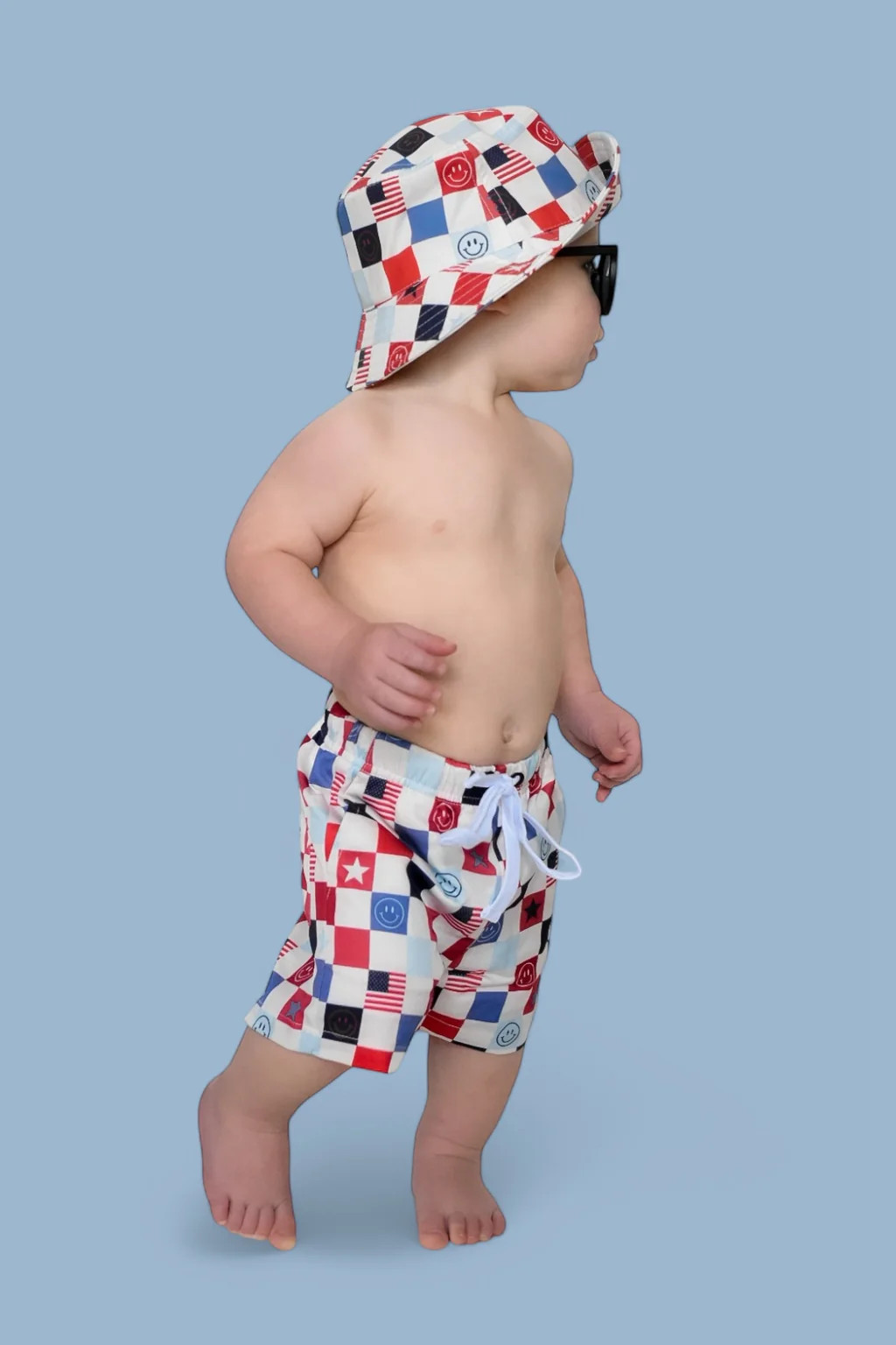 HOME OF THE FREE CHECKERS DREAM SWIM TRUNKS | Dream Big Little Co.