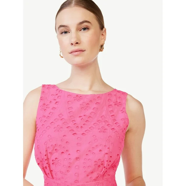 Scoop Women's Eyelet Midi Dress | Walmart (US)