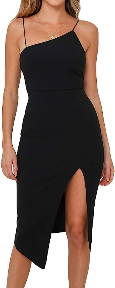Clubwear for Women Sexy Backless Party Dress Bodycon Side Split Midi Dress | Amazon (US)