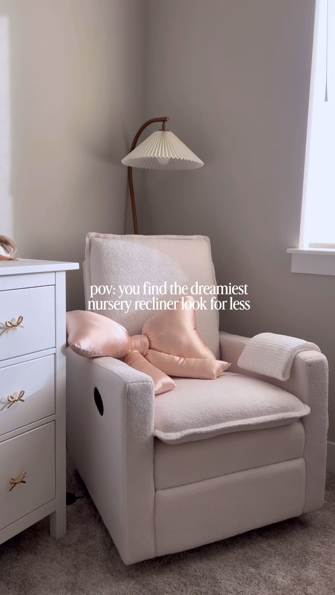 The dreamiest look for less nursery recliner 🎀☁️ one of the BEST purchases we made! I have spent hours in this chair and can’t recommend it enough - this is coming from a mom whose baby only contact napped up until 1 year old😅 we still use it every day. This glider has
a 360° swivel, reclines and has smooth rocking motions. It's cute AND comfy and under $250 and has been so well loved!

Nursery | recliner | boucle chair | baby | nursery decor | home finds #lookforless #nursery #baby


#LTKHome #LTKBaby