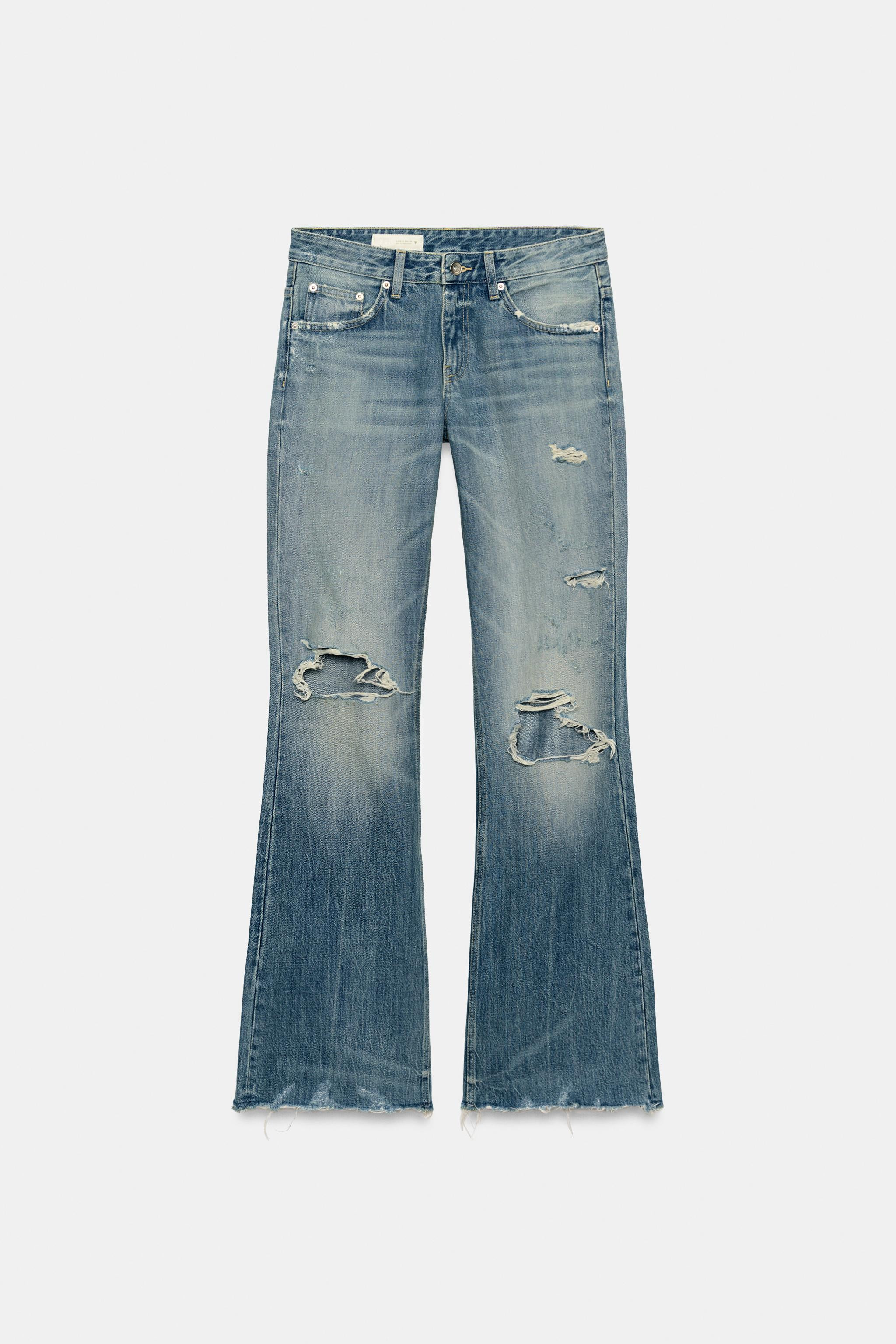 TRF FLARE RIPPED MID-RISE JEANS | Zara Canada