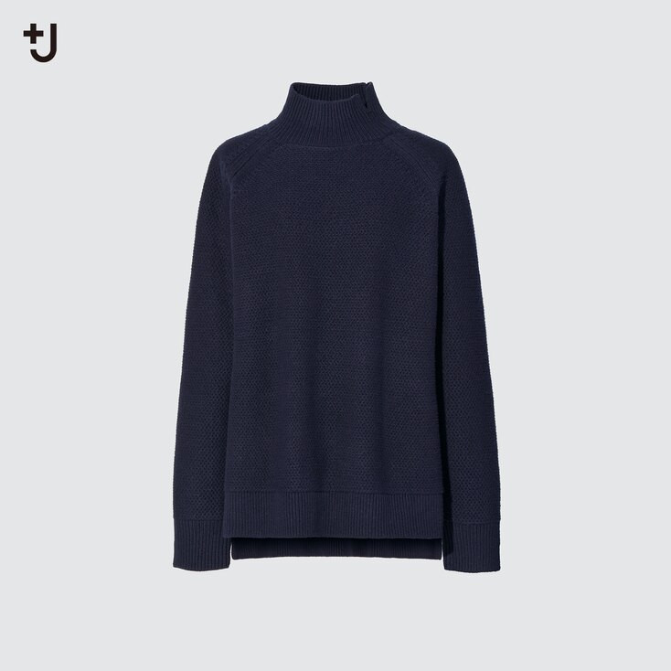 WOMEN +J PREMIUM LAMBSWOOL CABLE HIGH NECK LONG-SLEEVE SWEATER | UNIQLO (US)