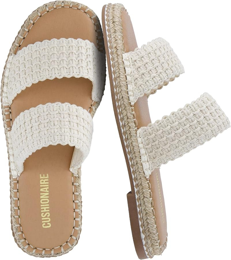 CUSHIONAIRE Bhendi Women’s Espadrille Slide Sandal – Faux Leather Double Strap with Jute-Wrap... | Amazon (US)