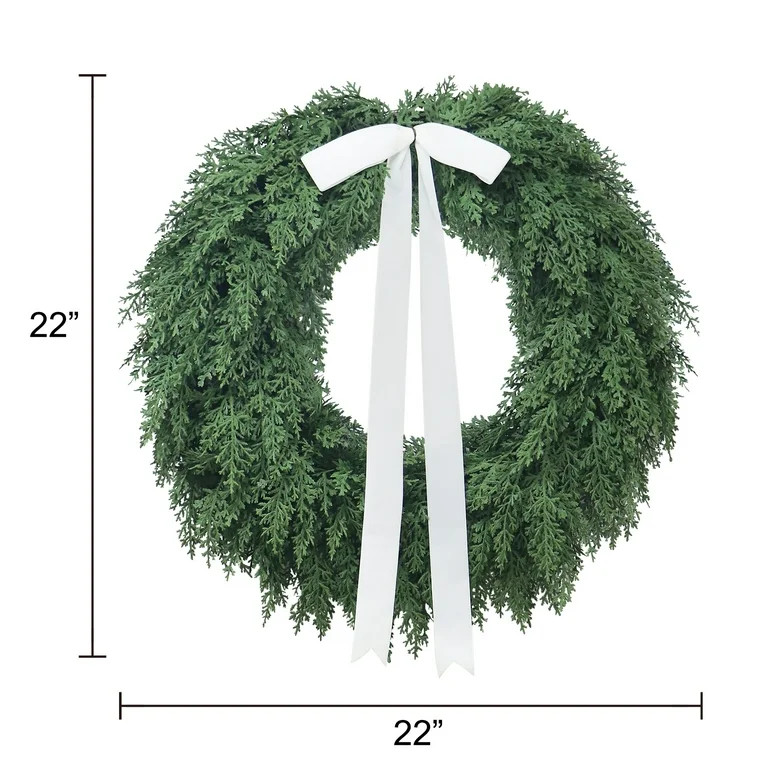 Evergreen Natural Feel Cedar Artificial Christmas Wreath, Green, 22", by My Texas House | Walmart (US)