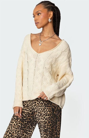 Edikted Inga Oversized Cable Knit Sweater | PacSun