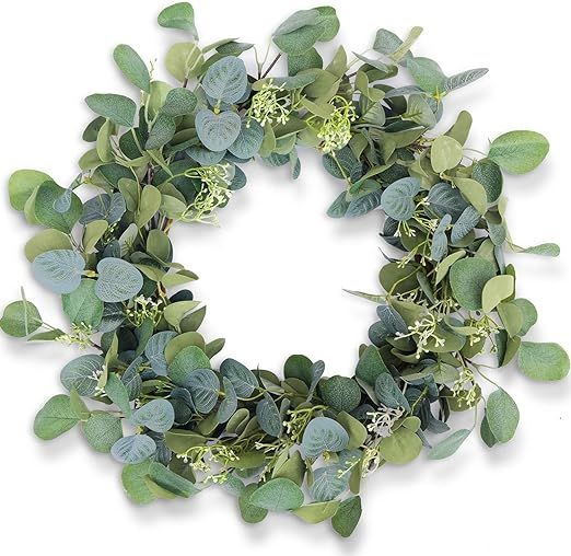 Eucalyptus Wreaths for Front Door 20", Handmade Green Leaves Wreath for Summer, Spring and All Se... | Amazon (US)