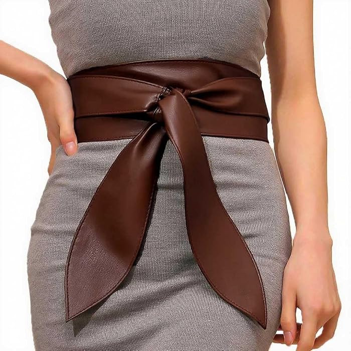Black Obi Belt Wide Leather Wrap Belts Fashion Corset Belt Accessories for Women | Amazon (US)