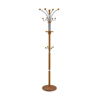 Ore International 73" Coat Rack Metal/Oak Wood: 5 Hooks, Freestanding, Easy Adult Assembly | Target