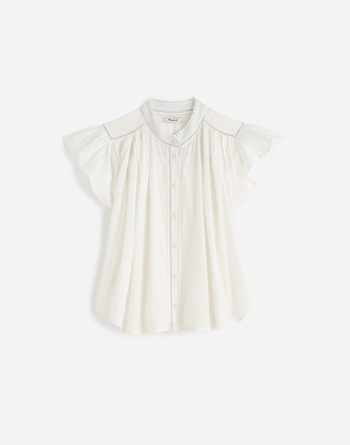 Shirred Lace-Trim Top | Madewell
