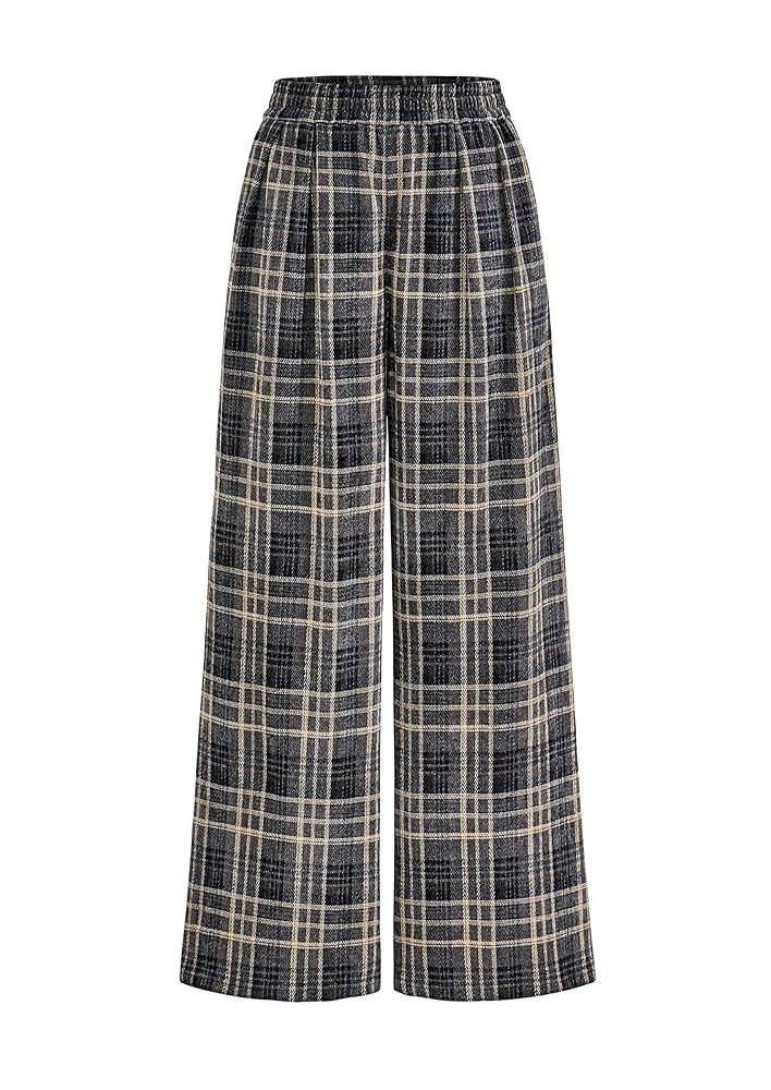 PRETTYGARDEN Casual Women's Pants 2025 Elastic Waist Palazzo Long Stretchy Wide Leg Trousers Knit... | Amazon (US)