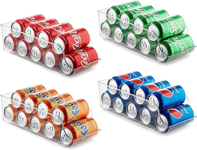 Set of 4 Refrigerator Organizer Bins Pop Soda Can Dispenser Beverage Holder for Fridge, Freezer, ... | Amazon (US)