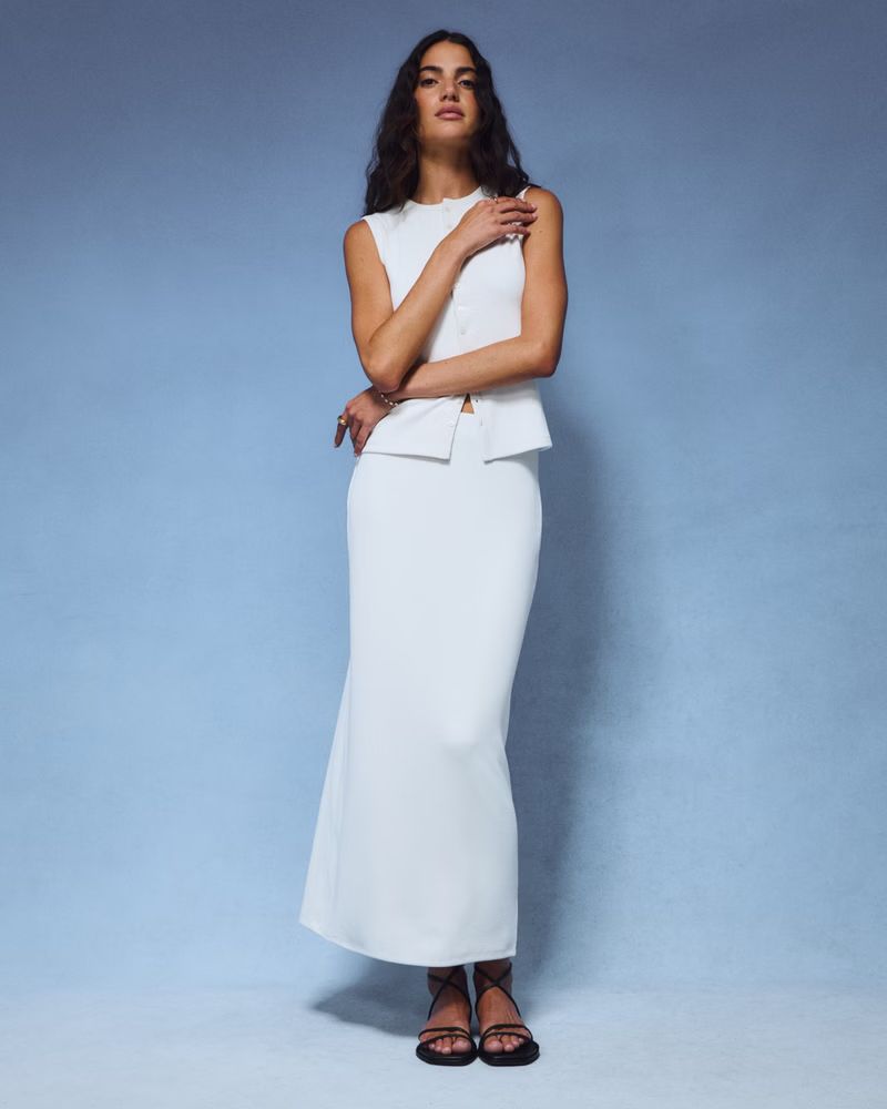 Powdered Rib Knit Maxi Skirt | Abercrombie & Fitch (US)