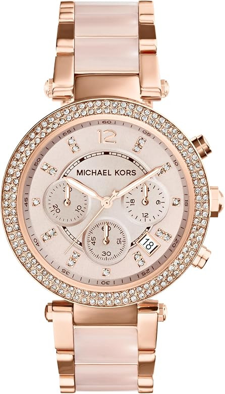 Michael Kors Parker Women's Watch, Stainless Steel and Pavé Crystal Watch for Women with Steel, ... | Amazon (US)