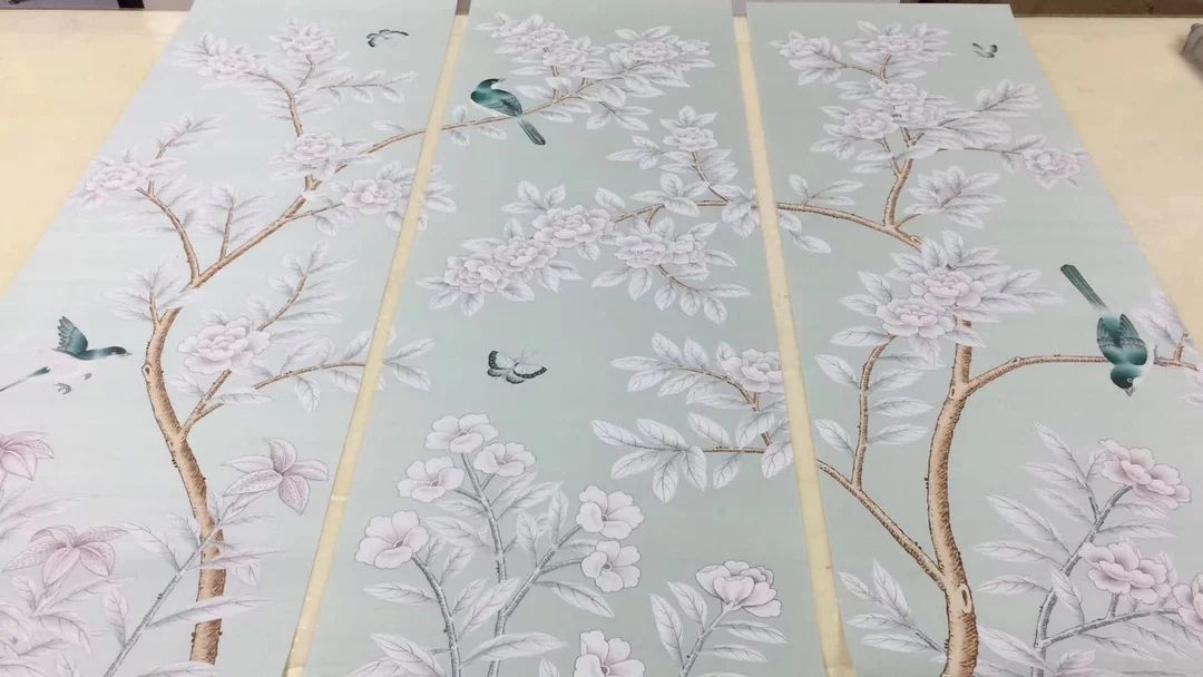 20" x 60" x 3 panels------ Chinoiserie----- Hand-painted Artwork on Celadon Green-------shipping ... | Etsy (US)