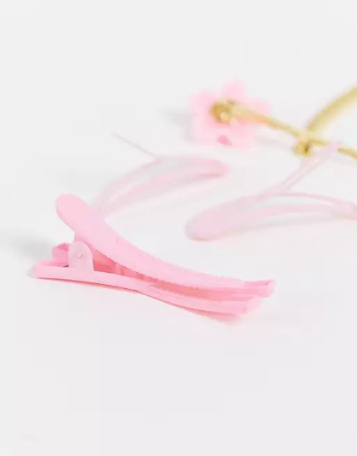 Madein 5 pack mixed hair clips in pink | ASOS (Global)