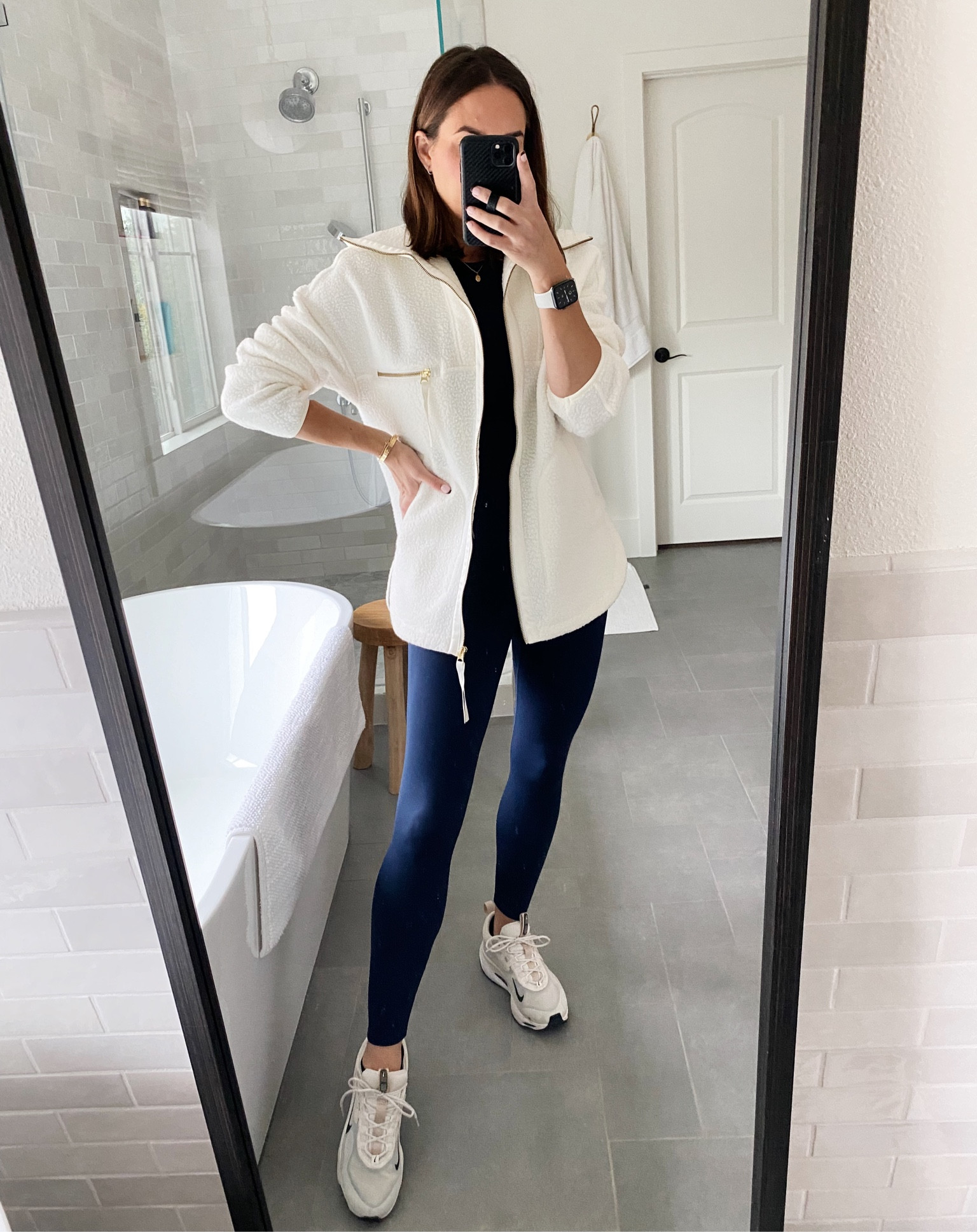 Soccer Mom style in Varley! Jacket runs big so size down (wearing an xxs). Leggings size small. Sneakers run tts! 

#LTKfitness #LTKfindsunder50 #LTKover40