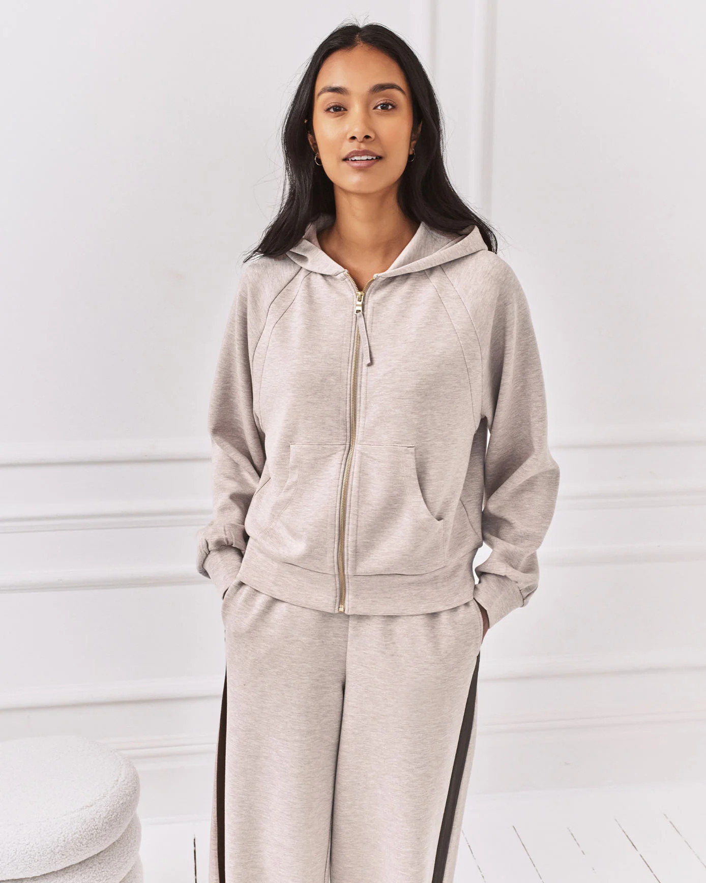 LuxeComfort Scuba Zip Hoodie - Camel | Chelsea Peers NYC