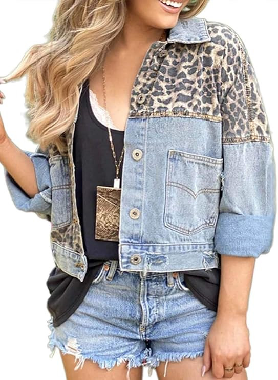 ROSKIKI Womens Boyfriend Washed Denim Jean Coat Jacket Turtleneck Outwear | Amazon (US)