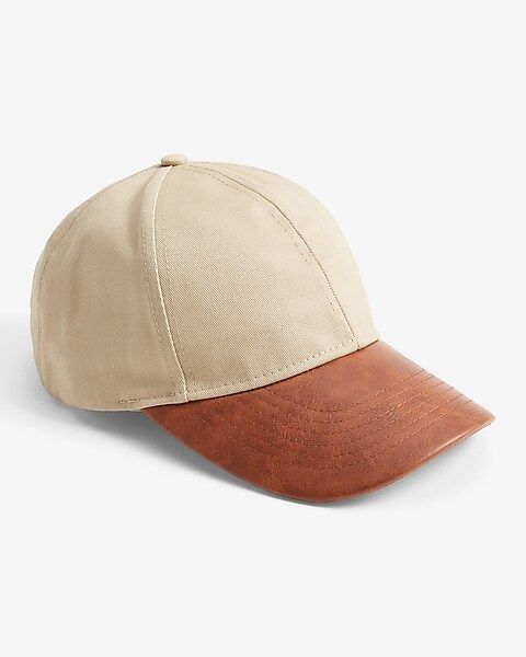Vegan Leather Brim Baseball Hat | Express