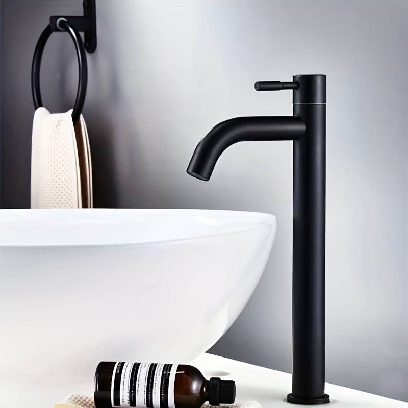 1pc Extended Single Cold Water Black 11.42-inch Stainless Steel Faucet, All Brass Valve Core Bath... | Temu Affiliate Program
