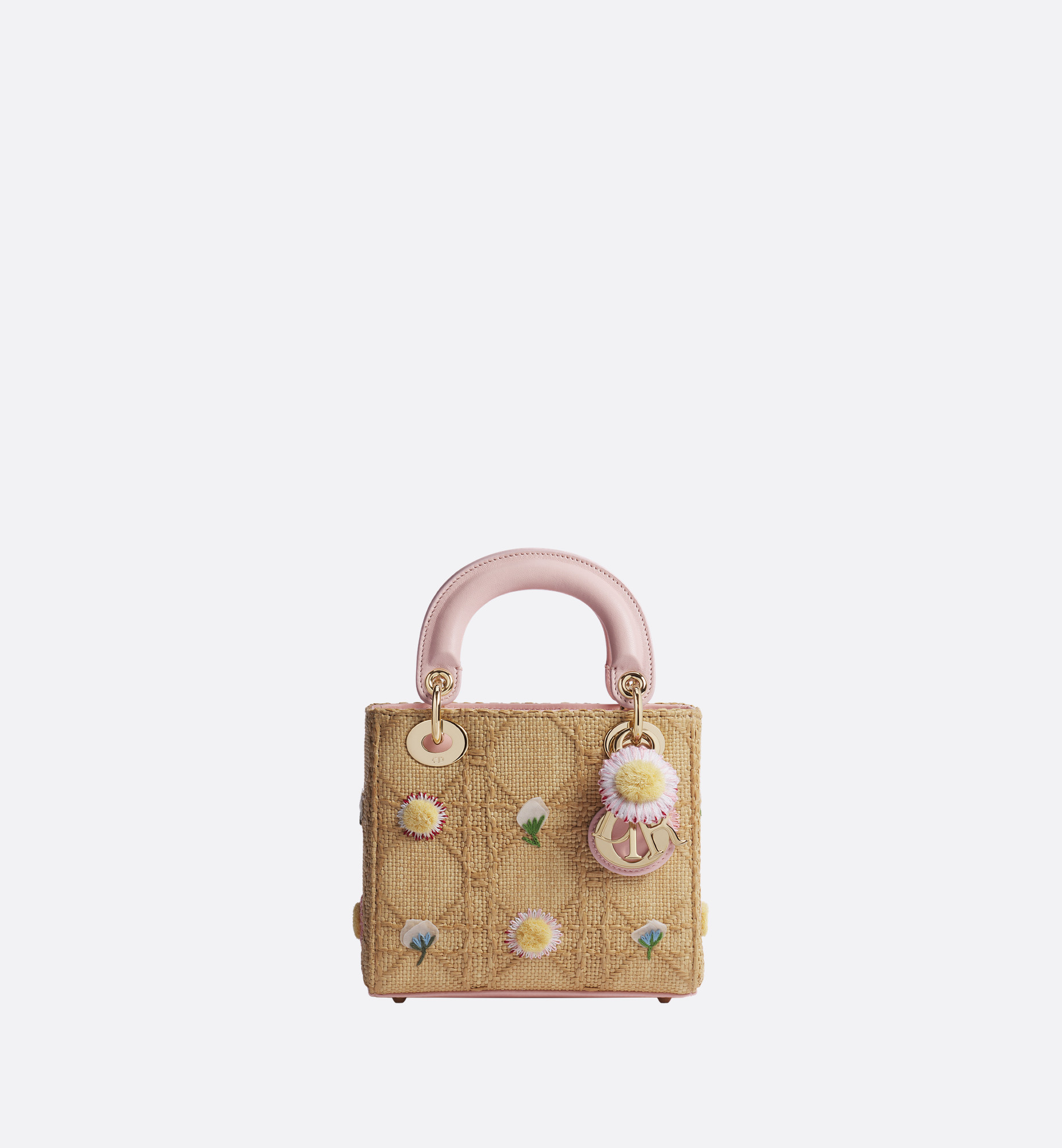 Mini Lady Dior Bag with Strap Raffia-Effect Cannage Embroidery with Multicolor Daisy Garden Motif... | Christian Dior Parfums UK