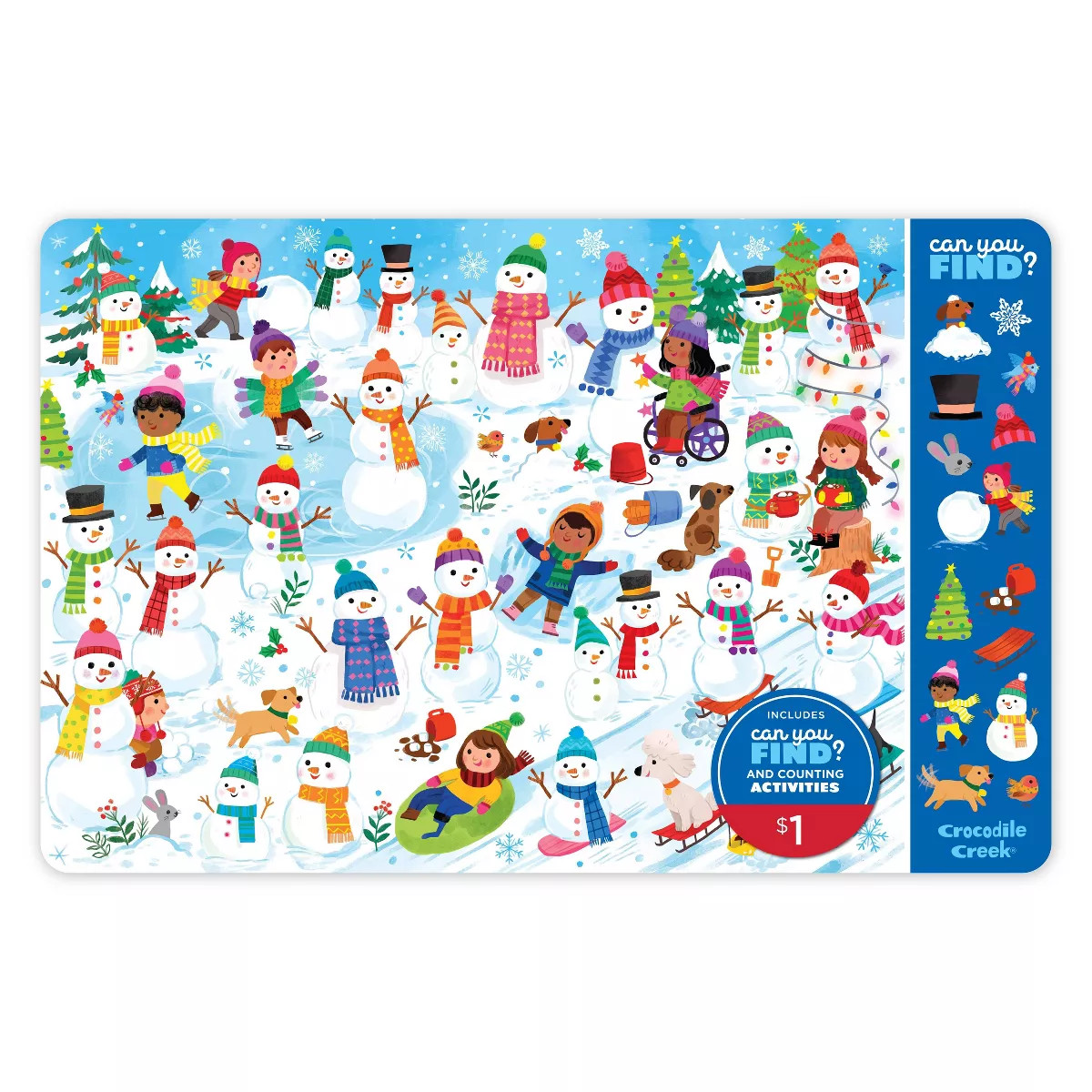 Crocodile Creek Holiday Double Sided Placemats Snowman | Target