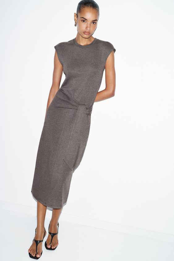 SOFT FABRIC DRESS WITH KNOT | Zara UK